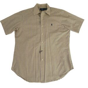 Polo by Ralph Lauren Yellow and Blue Checkered SS Button Down Shirt Size M